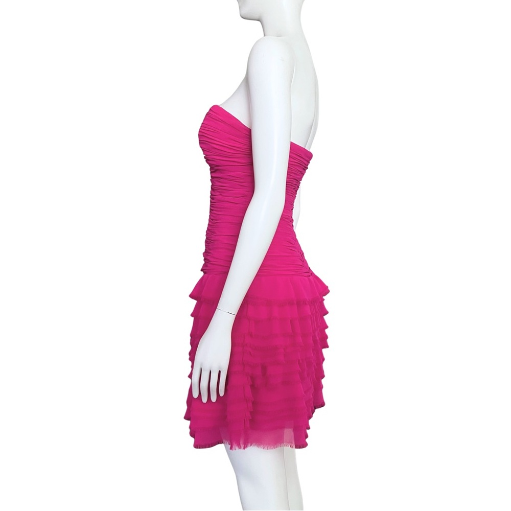 Vintage Y2K Pink Hoco Cocktail Dress. Small. Ruched Fairy Ruffle Party Strapless - Picture 4 of 10